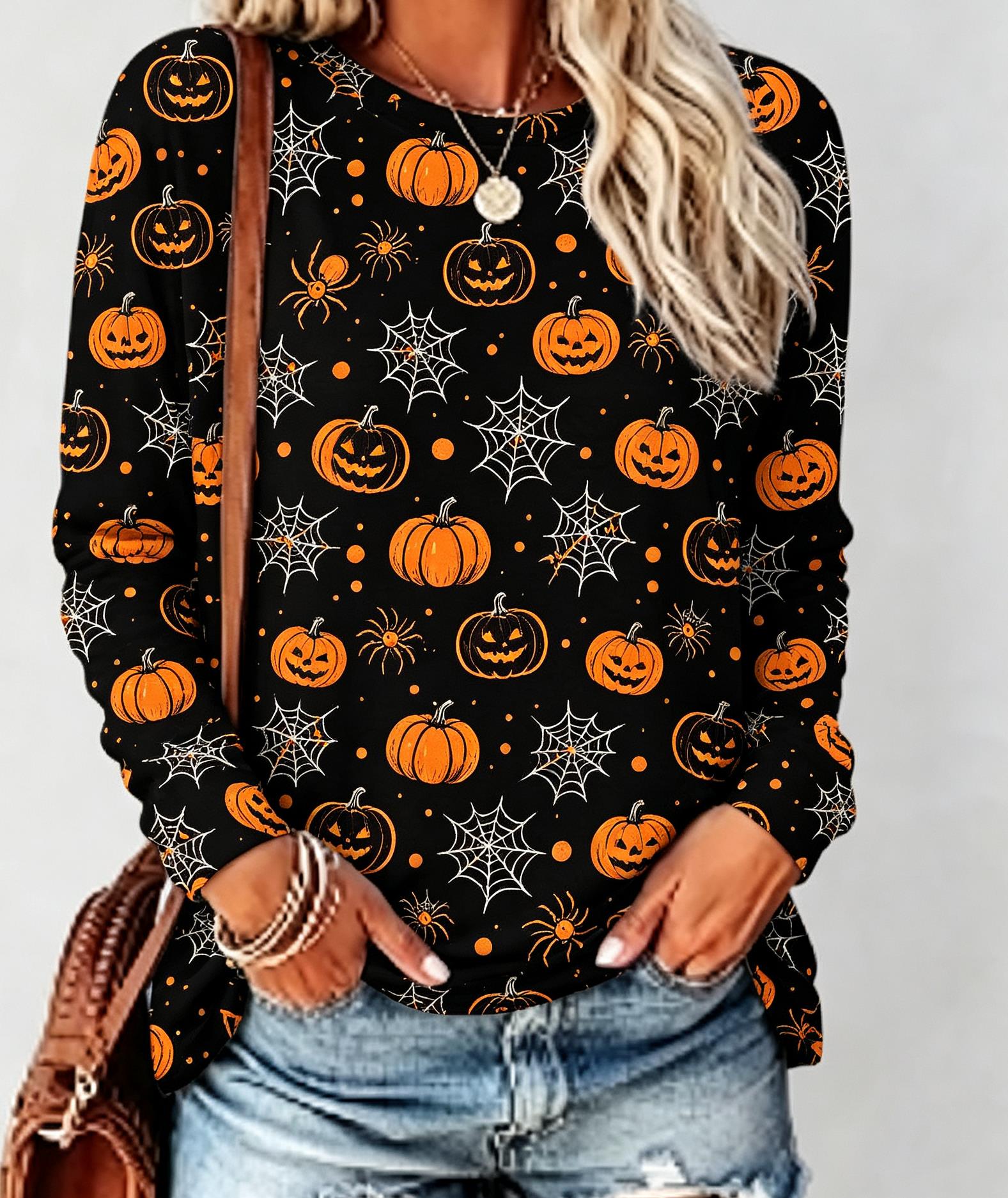 T-Shirts - Atasan Wanita Motif Halloween Kaos Lengan