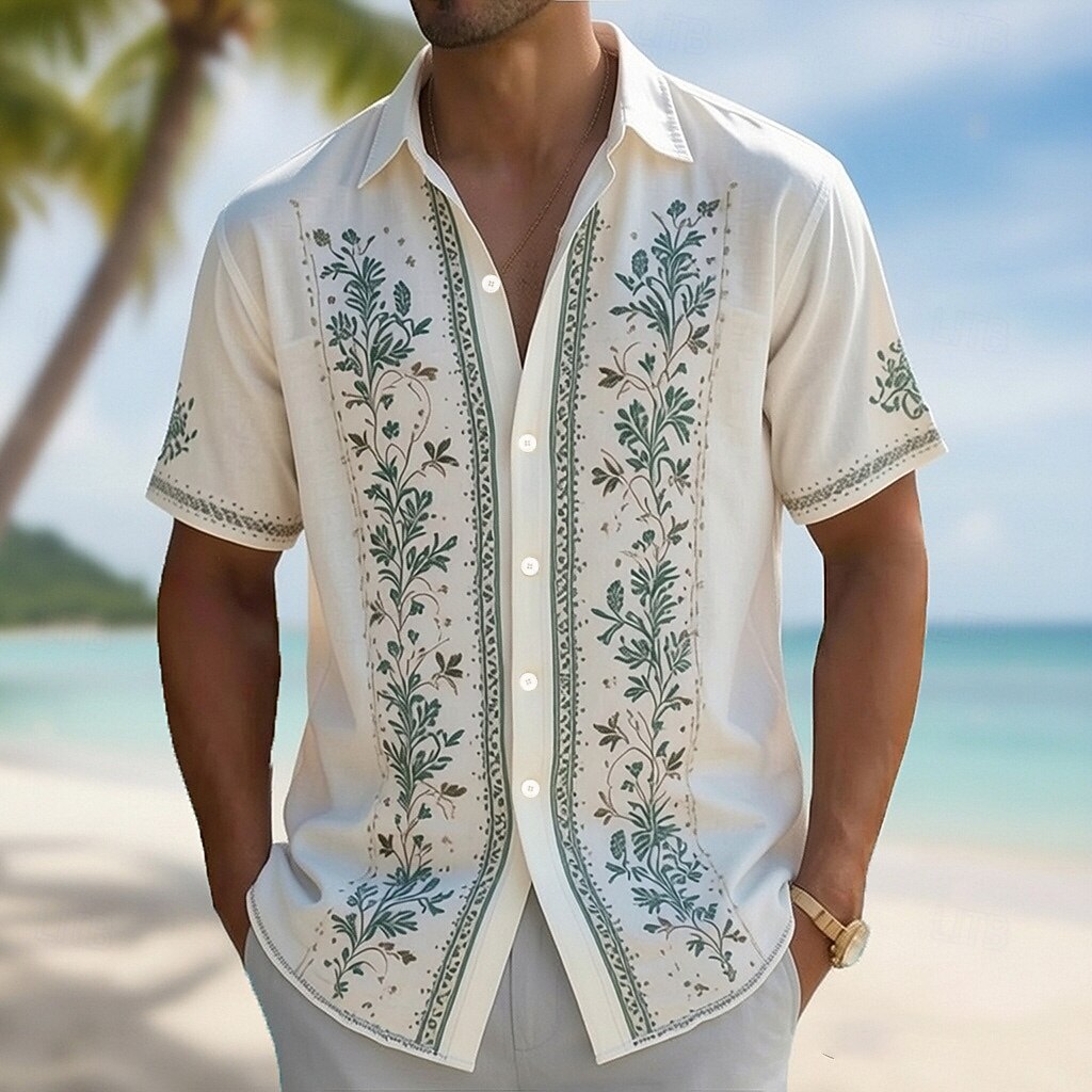 Vintage Hawaiian Floral Shirt - Kemeja Hawaii Pria Kerah Turndown Cetak