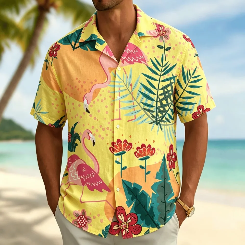 Vintage Hawaiian Floral Shirt - Kemeja Lengan Pendek Pria dengan Motif