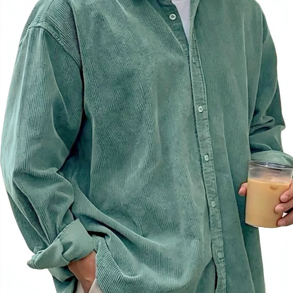Kemeja Corduroy Pria Lengan Pa - Corduroy Button Up Shirt Men ulasan dan harga