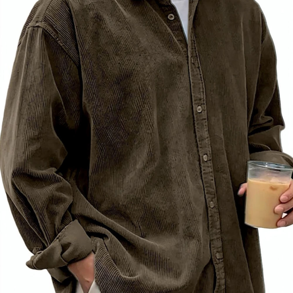 Kemeja Corduroy Pria Lengan Pa - Corduroy Button Up Shirt Men ulasan dan harga