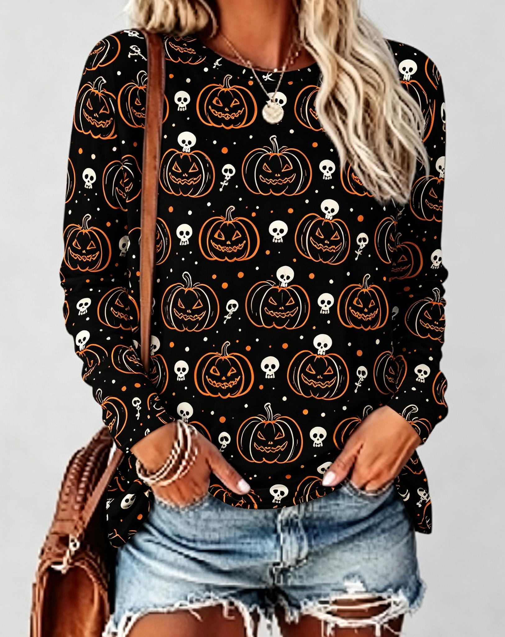 Atasan Wanita Motif Halloween  - T-Shirts ulasan dan harga