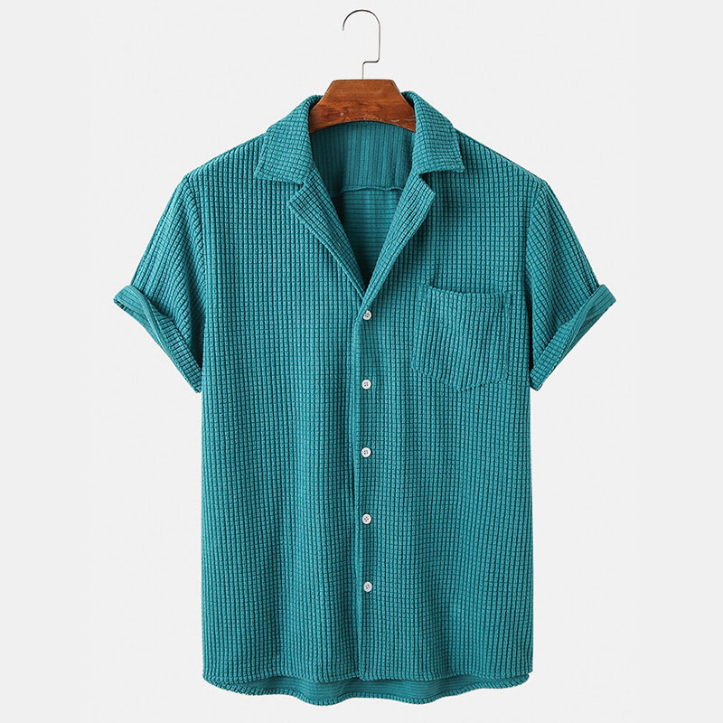 Pakaian mewah pria, musim pana - Corduroy Button Up Shirt Men ulasan dan harga