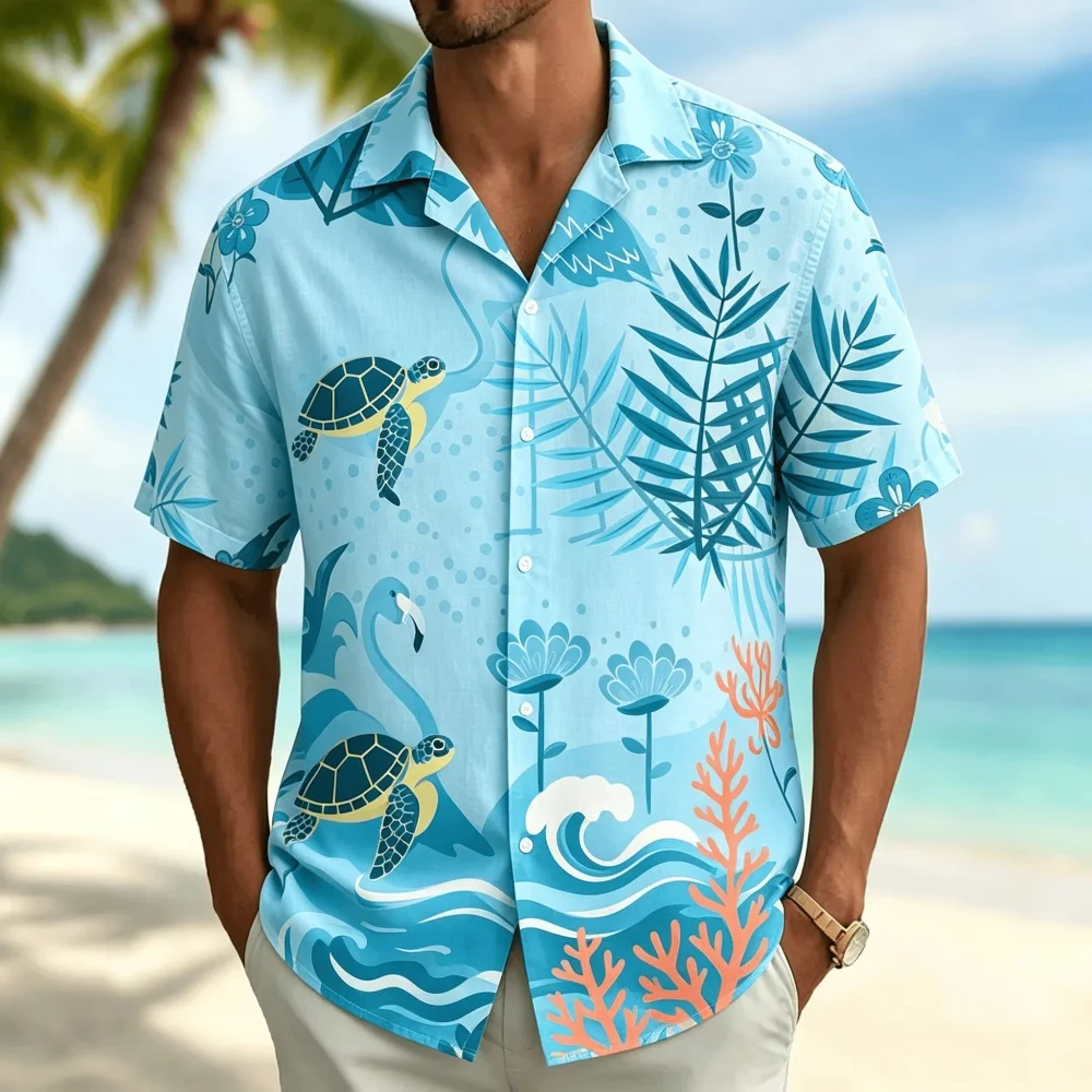 Kemeja Lengan Pendek Pria deng - Vintage Hawaiian Floral Shirt ulasan dan harga